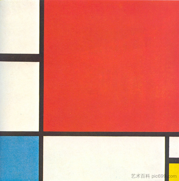 红色、蓝色和黄色的构图。 Composition with Red, Blue and Yellow (1930)，皮特·蒙德里安