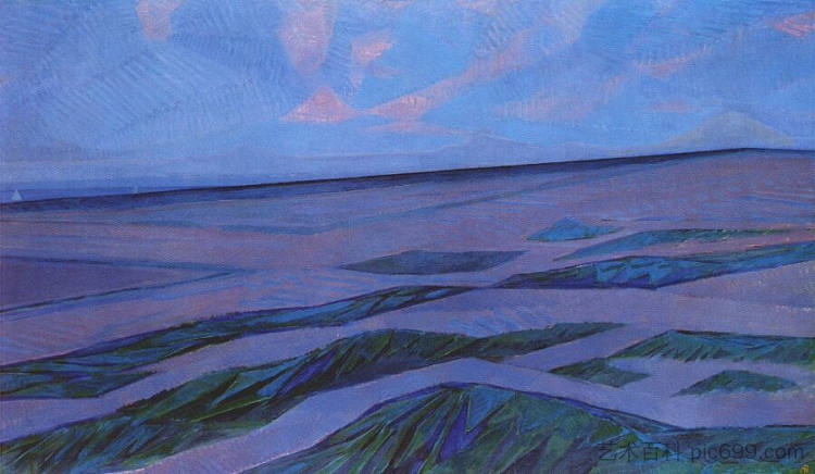 沙丘景观 Dune Landscape (1911)，皮特·蒙德里安