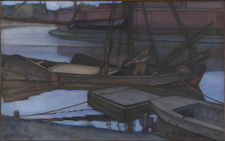 去钓鱼 Going Fishing (1900)，皮特·蒙德里安