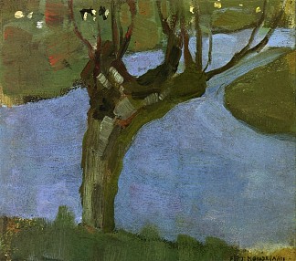 灌溉沟与成熟的柳树 Irrigation Ditch with Mature Willow (1900 – 1902)，皮特·蒙德里安
