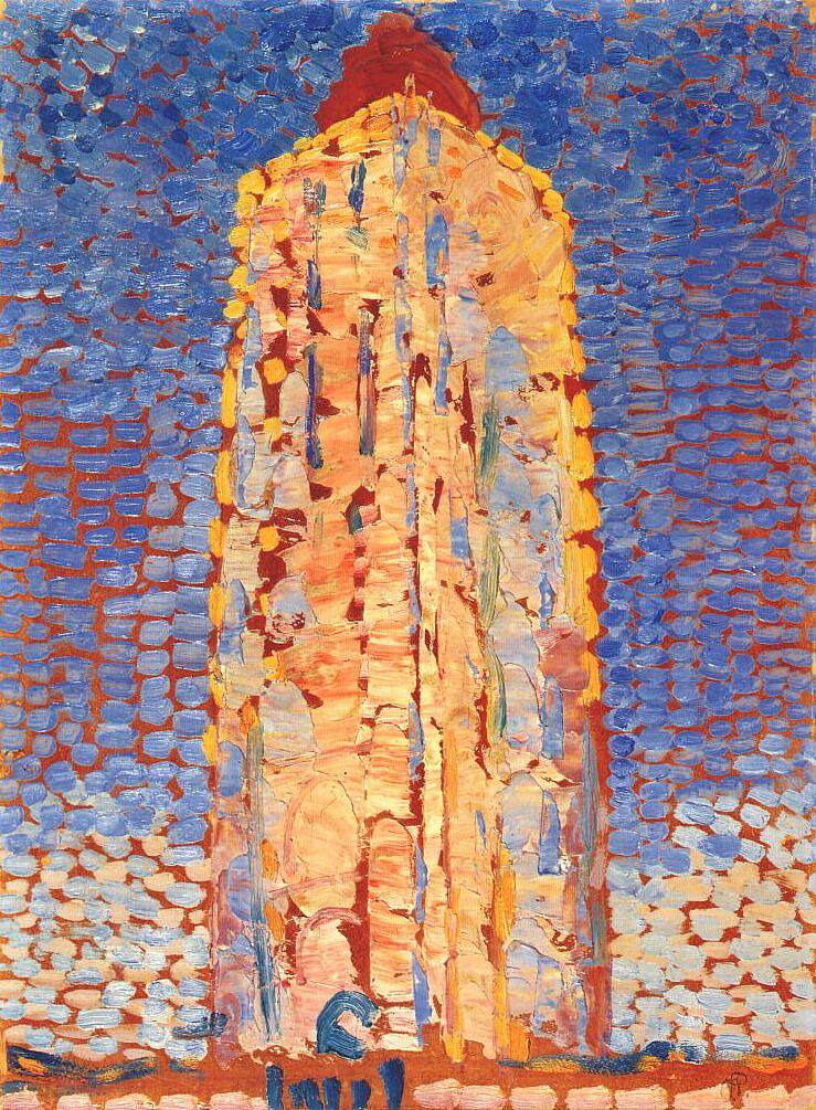 韦斯特卡佩勒的灯塔 Lighthouse in Westkapelle (1909)，皮特·蒙德里安