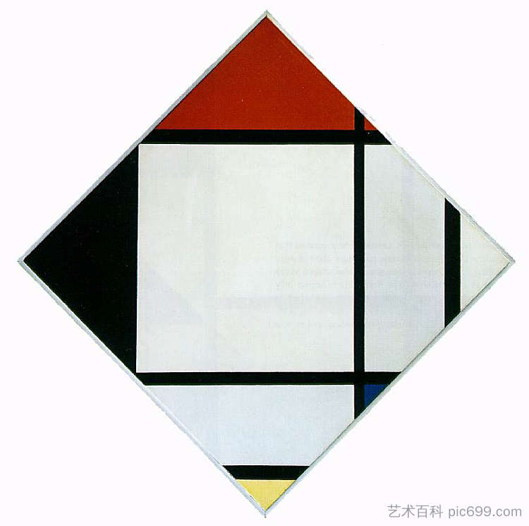 含片成分与红色,黑色,蓝色和黄色 Lozenge Composition with Red, Black,Blue and Yellow (1925),皮特·蒙德里安