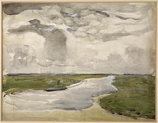 蜿蜒的风景与河流 Meandering Landscape with River (1906 – 1907)，皮特·蒙德里安