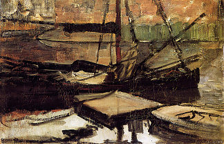系泊船太阳 Moored ships Sun (1899)，皮特·蒙德里安
