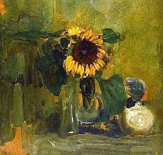 向日葵静物 Still life with Sunflower (1907)，皮特·蒙德里安