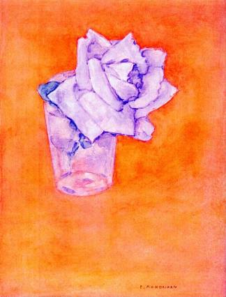 杯中的白玫瑰 White Rose in a Glass (1921)，皮特·蒙德里安