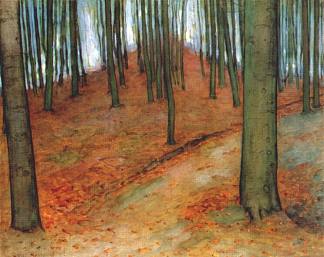 木头与山毛榉树 Wood with Beech Trees (1899)，皮特·蒙德里安