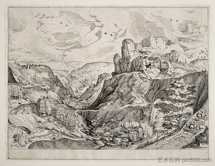 高山景观 Alpine Landscape (c.1555 - c.1556)，彼得·勃鲁盖尔