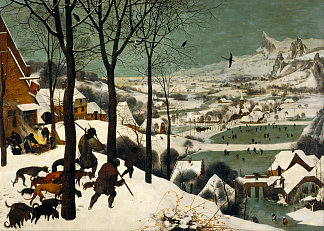 雪地里的猎人 Hunters in the Snow (1565)，彼得·勃鲁盖尔