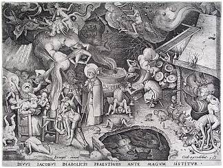 已故的魔鬼皇帝詹姆斯被阻止了魔术师的幻想 James the late emperor of the Devil is stopped the illusions of a magician (1565)，彼得·勃鲁盖尔