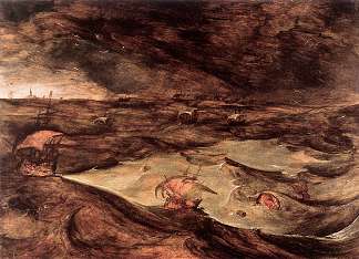 海上风暴 The Storm at Sea (c.1569; Brussels,Belgium                     )，彼得·勃鲁盖尔