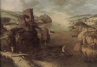 基督在提比哩亞海向使徒顯現的景觀 Landscape with Christ Appearing to the Apostles at the Sea of Tiberias (1553; Rome,Italy                     )，彼得·勃鲁盖尔