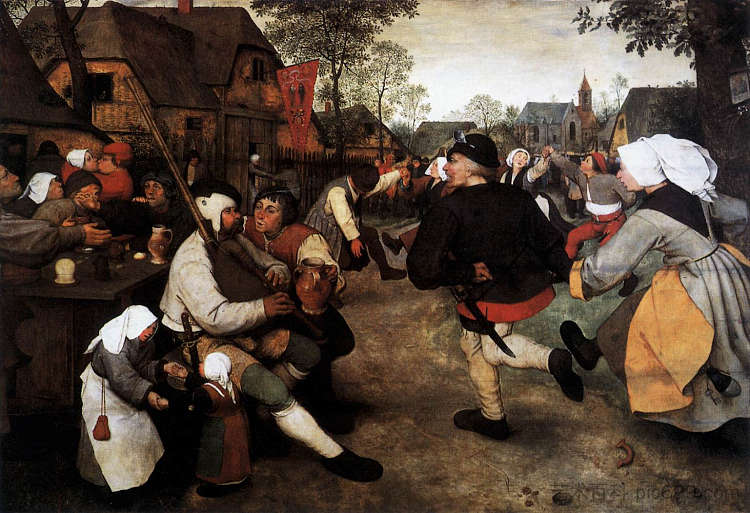 农民之舞 The Peasant Dance (1568; Brussels,Belgium  )，彼得·勃鲁盖尔