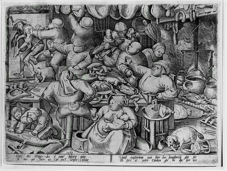 胖厨房 The Fat Kitchen (1563)，彼得·勃鲁盖尔