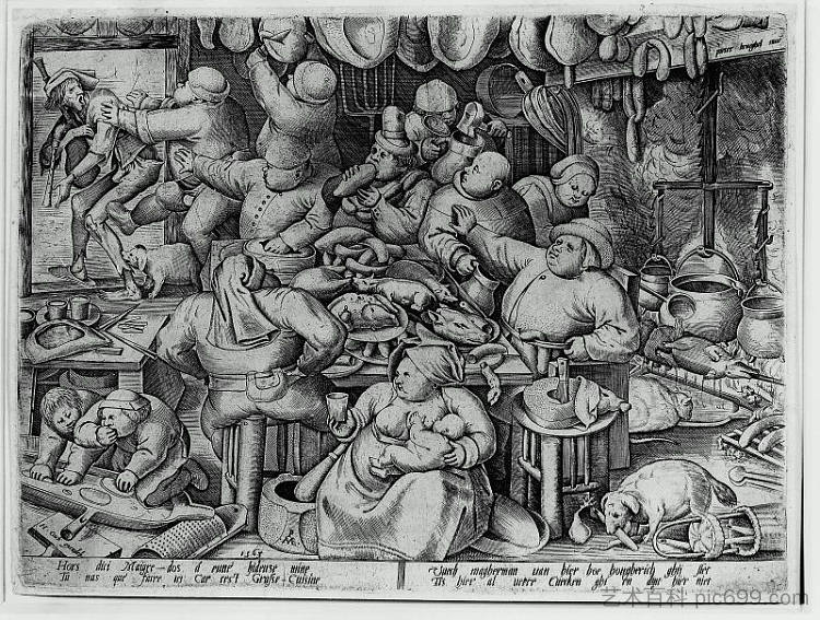 胖厨房 The Fat Kitchen (1563)，彼得·勃鲁盖尔