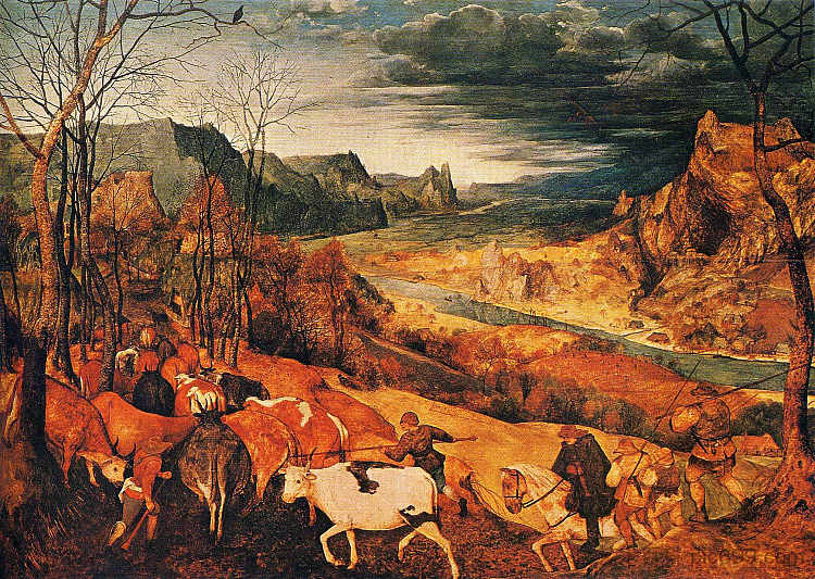 牛群的回归（11月） The Return of the Herd (November) (1565)，彼得·勃鲁盖尔