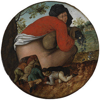 有钱袋子和奉承者的男人 Man with the Moneybag and Flatterers (c.1592)，小彼得·勃鲁盖尔