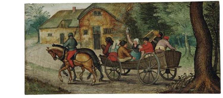 推车上的农民 Peasants on the Cart，小彼得·勃鲁盖尔