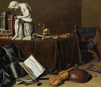 瓦尼塔斯静物与斯皮纳里奥 Vanitas Still Life With The Spinario (1628)，彼得·克莱兹