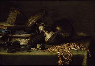 带金链子的静物 Still Life with a Gold Chain (1636)，彼得·克莱兹