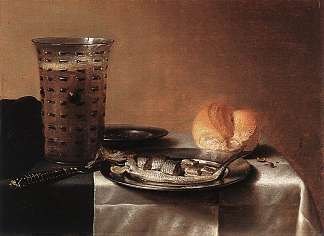 静物与鲱鱼 Still Life with Herring (1636)，彼得·克莱兹