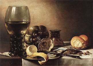 静物与牡蛎 Still Life with Oysters (1633)，彼得·克莱兹