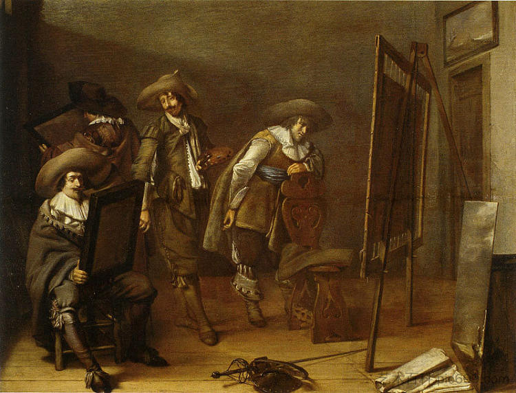 画家工作室里的艺术爱好者 Art Lovers in a Painter's Studio (1630)，彼得·柯德