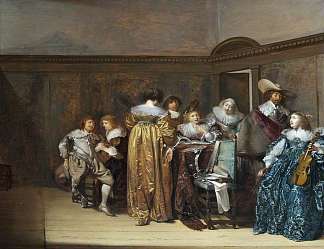 荷兰骑士和他们的女士们制作音乐 Dutch Cavaliers and Their Ladies Making Music (1631)，彼得·柯德