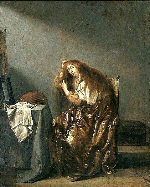 梳头的女人 Woman Combing Her Hair (1635)，彼得·柯德