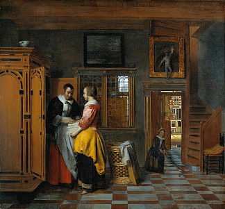 在亚麻衣橱里 At the Linen Closet (1663)，皮特尔·德·胡格