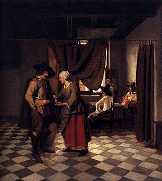付钱给女主人 Paying the Hostess (1658)，皮特尔·德·胡格