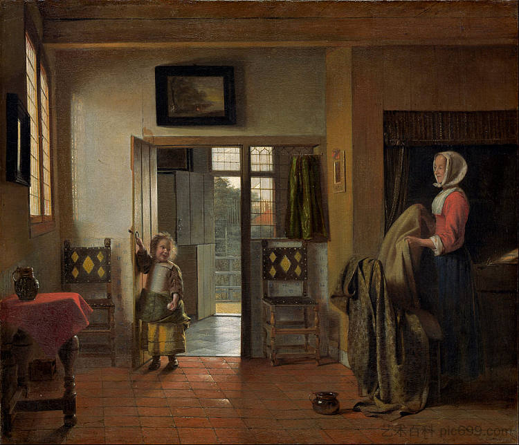 卧室 The Bedroom (c.1659)，皮特尔·德·胡格