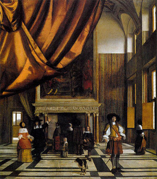 布尔戈马斯特议会厅 The Council Chamber of the Burgomasters (c.1665)，皮特尔·德·胡格