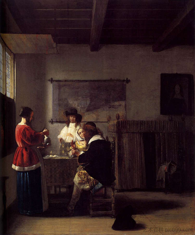 访问 The Visit (c.1657),皮特尔·德·胡格