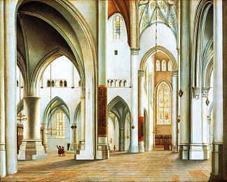 哈勒姆圣巴夫的内部 The Interior of St. Bavo, Haarlem (1628)，彼得·萨恩雷丹