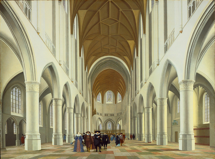 哈勒姆圣巴夫教堂内部 Interior of the church of St Bavo at Haarlem (1631)，彼得·萨恩雷丹