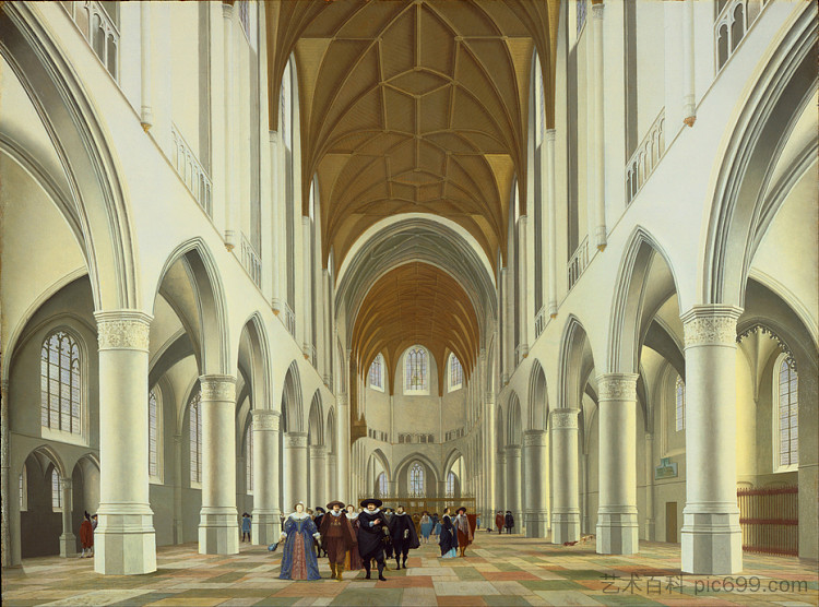 哈勒姆圣巴夫教堂内部 Interior of the church of St Bavo at Haarlem (1631)，彼得·萨恩雷丹