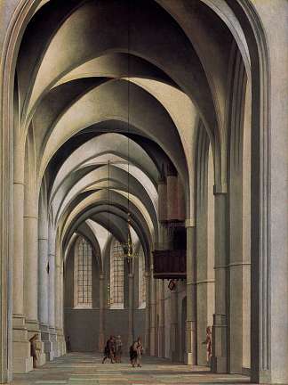 哈勒姆格罗特或圣巴沃克的走道的景色 View of the Ambulatory of the Grote Or St. Bavokerk at Haarlem (1635)，彼得·萨恩雷丹