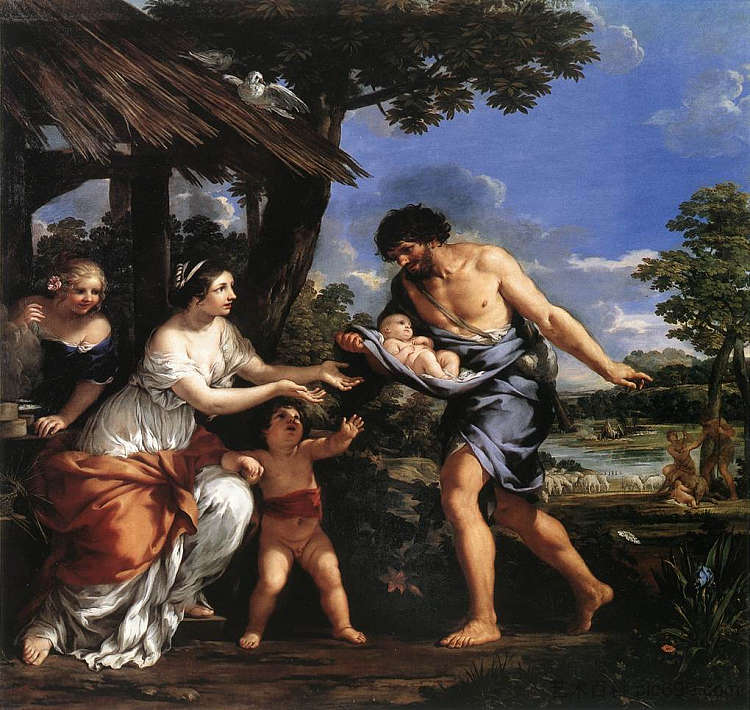 罗穆卢斯和瑞摩斯被浮士德庇护 Romulus and Remus Given Shelter by Faustulus (c.1634),彼得罗·达·科尔托纳