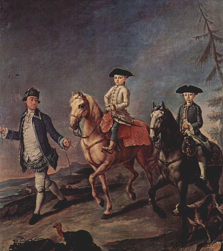 马背上的长廊 Promenade On Horseback (c.1755 - c.1760)，彼得罗·隆吉