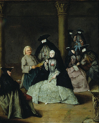 庭院里的蒙面派对 Masked Party in a Courtyard (1755)，彼得罗·隆吉