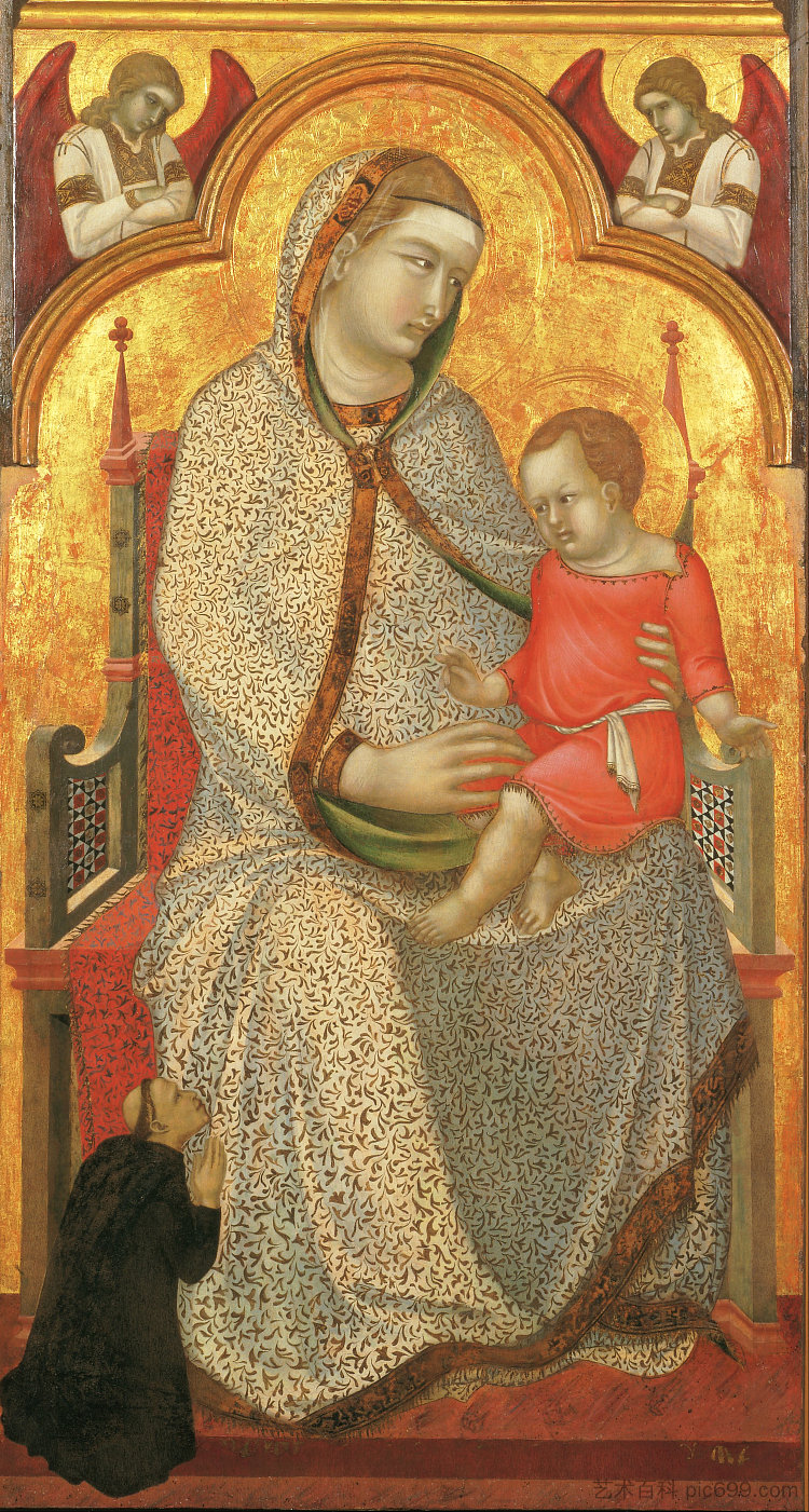 圣母子登基和捐赠者，天使 Virgin and Child Enthroned and Donor, Angels，彼得罗·洛伦泽蒂