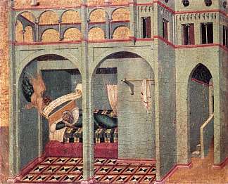 普雷德拉面板。向索巴克报喜 Predella Panel. The Annunciation to Sobac (1329)，彼得罗·洛伦泽蒂