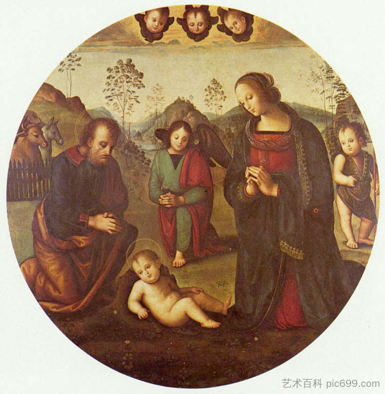 基督的诞生，通多 Birth of Christ, Tondo，彼得罗·贝鲁吉诺