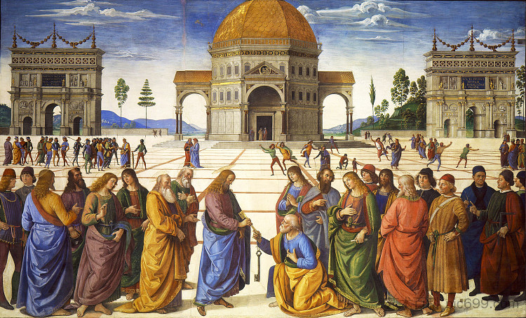 基督将钥匙交给圣彼得 Christ Handing the Keys to St. Peter (1481 - 1482),彼得罗·贝鲁吉诺