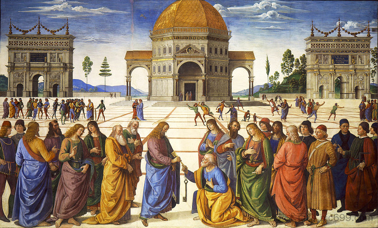 基督将钥匙交给圣彼得 Christ Handing the Keys to St. Peter (1481 - 1482)，彼得罗·贝鲁吉诺