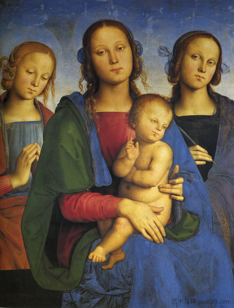 麦当娜和孩子与圣凯瑟琳和圣罗莎 Madonna and Child with St. Catherine and St. Rosa (1493)，彼得罗·贝鲁吉诺