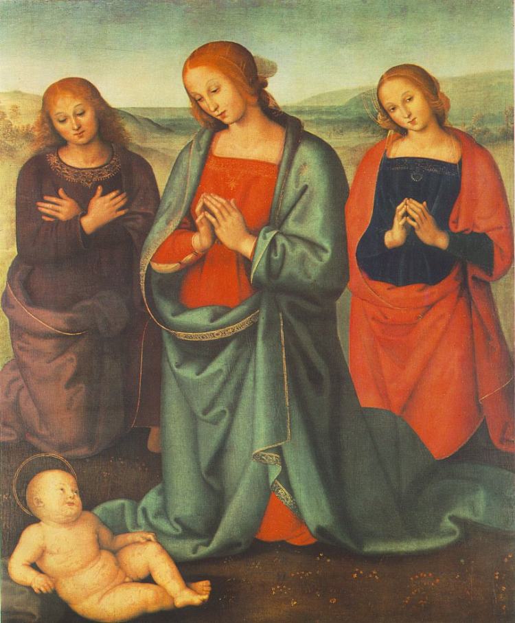 麦当娜与圣徒崇拜孩子 Madonna with saints adoring the child (1503)，彼得罗·贝鲁吉诺