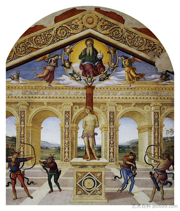 圣塞巴斯蒂安殉难 Martyrdom of St. Sebastian (1505)，彼得罗·贝鲁吉诺