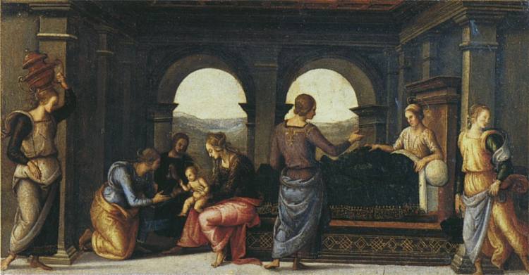 帕拉迪法诺（玛丽的诞生） Pala di Fano (Nativity of Mary) (1497)，彼得罗·贝鲁吉诺